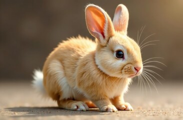 Obraz premium Cute rabbit sitting quietly on blurred background 