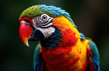 Fototapeta premium Colorful parrot displaying vibrant feathers against a natural backdrop 