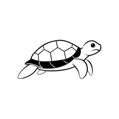 Sea turtle swimming side view outline icon