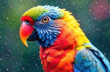 Obraz premium Vibrant parrot displaying colorful feathers against a blurred background 