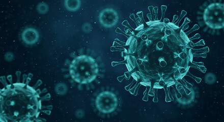 Obraz premium Close-up illustration of bacteria and coronavirus concept, viewed under a microscope, with detailed microscopic view of viral particles and bacteria