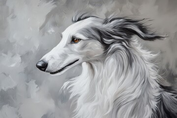 Fototapeta premium The Elegant Portrait of a Graceful White and Black Dog