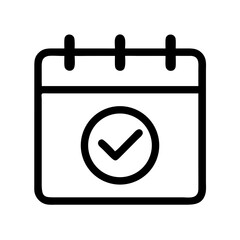 Confirmed Date Icon: Simple illustration of a calendar with a checkmark, emphasizing completion, scheduled appointments or special days.