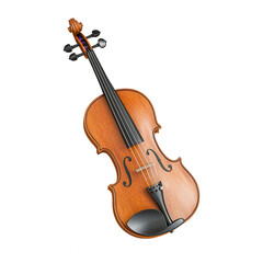Fototapeta premium A detailed illustration of a wooden violin with intricate designs. The instrument showcases its elegant shape and craftsmanship against a white isolated background.