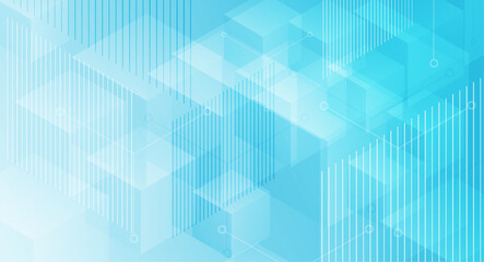 Abstract technology geometric background with 3d shiny cubes and lines. Vector futuristic modern design