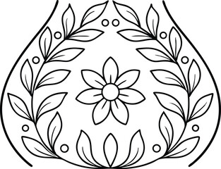 Flower and Leaves Outline Design Element with Transparent Background Art, Floral Design
