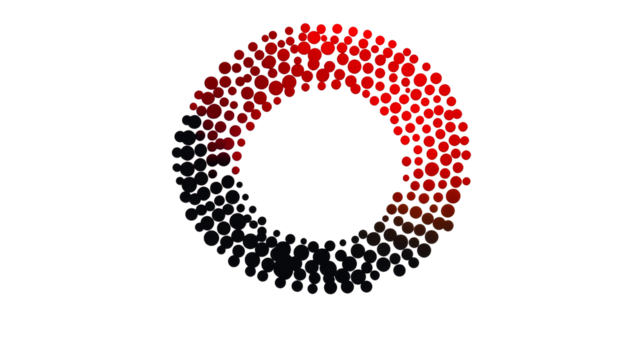 Red and black dotted circle in the dark, cut out transparent - Powered by Adobe