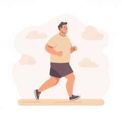 A man jogging outdoors, embracing an active lifestyle with a bright, cheerful expression. Ideal for fitness and wellness themes or healthy living content.
