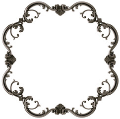 Black  ornament  frame on transparent background, cut out, 3D render
