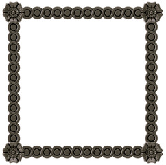 Black  ornament  frame on transparent background, cut out, 3D render

