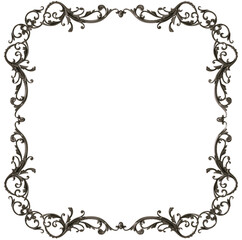 Black  ornament  frame on transparent background, cut out, 3D render
