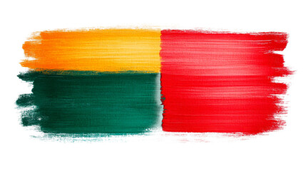 Benin flag on canvas, painted brush strokes, cut out transparent
