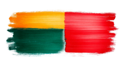 Benin flag on canvas, painted brush strokes, cut out transparent