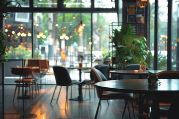 Fototapeta premium Interior of a modern empty cafe in the city