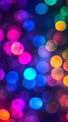 Abstract Colorful Lights Bokeh Background in Blue Pink and Gold Tones