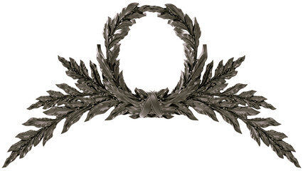 Black  ornament on transparent background, cut out, 3D render
