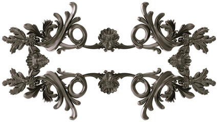 Black  ornament on transparent background, cut out, 3D render
