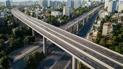 Urban infrastructure development project gigapixel scale city overpass modern transportation aerial view urban planning