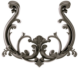 Black  ornament on transparent background, cut out, 3D render
