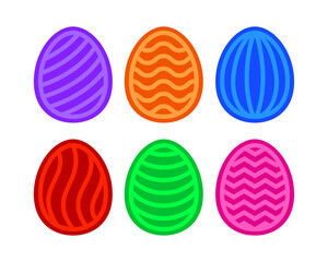 Easter geometric eggs set. Paper or laser cutting templates. Vector color illustrations. Decorative holiday symbols. Isolated on white background. Multilayered eggs collection.