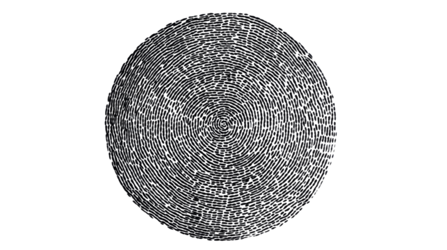 Fingerprint pattern in oval form, cut out transparent