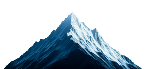 Majestic Snowy Mountain Peak, Isolated, Dramatic, Terrain, Ridge, Slope, cut out transparent