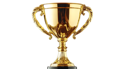 gold trophy cup for winners isolated on transparent
