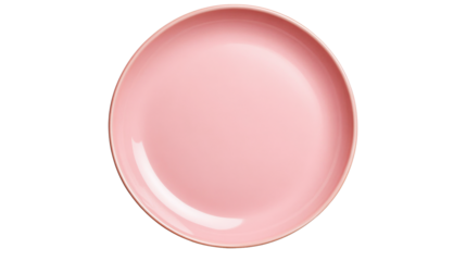 Empty pink plate, dinnerware, isolated on black background, cut out transparent