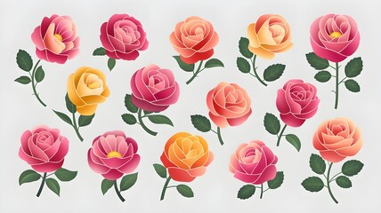 Multicolored Rose Flower – Vibrant & Bright Blooming Beauty with Leaves | Colorful & Luxurious Floral Design