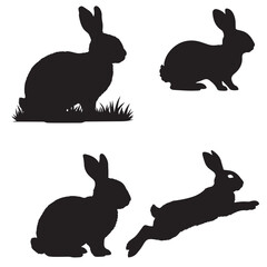 set of vector different type of RABBIT, bunny silhouettes	