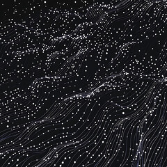 Abstract dark background with white dots and lines wave pattern design illustration wallpaper texture