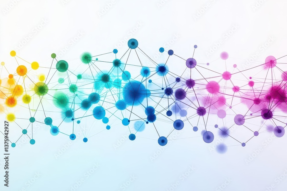 Poster colorful molecule structure against a clean white background demonstrating scientific concepts of ch