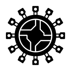 
Technology Network Hub Connection Vector Icon Silhouette