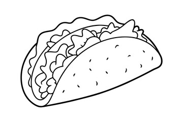 Line Art of Taco Vector Illustration