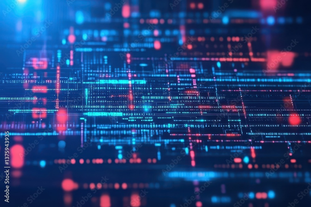 Poster Digital circuit displaying complex pathways and connections in a futuristic technology environment for electronic systems