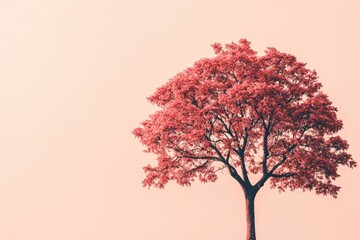 Fototapeta premium A vibrant tree with beautiful pink foliage and sturdy branches