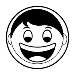Smiley Face Icon Vector. Happy Laughing Emoji Silhouette