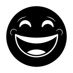 Smiley Face Icon Vector. Happy Laughing Emoji Silhouette