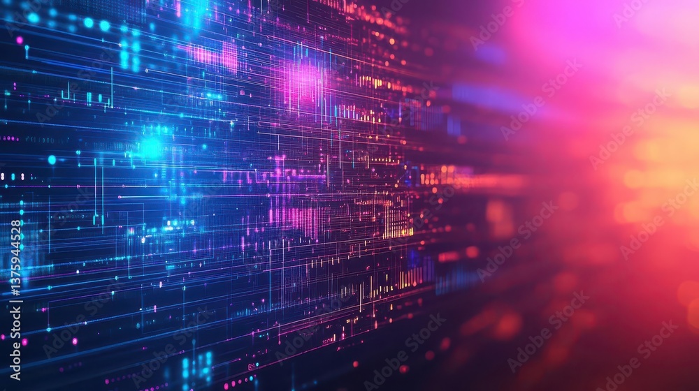 Poster Digital circuit board with bright background illustrating modern technology and advanced electronics in a creative way