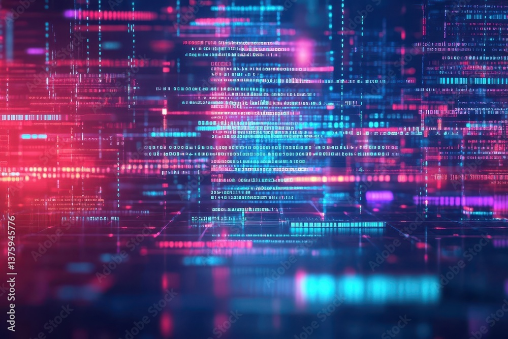 Poster Futuristic digital background featuring abstract patterns and textures ideal for technology and creative projects