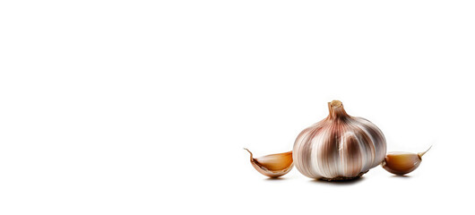 Head of garlic on a white background. Isolated. Clove of garlic.