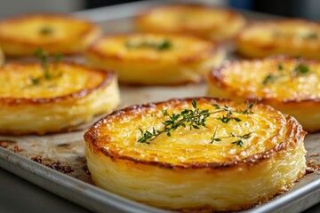 Freshly Baked Savory Pastries with Herbs and Golden Crust