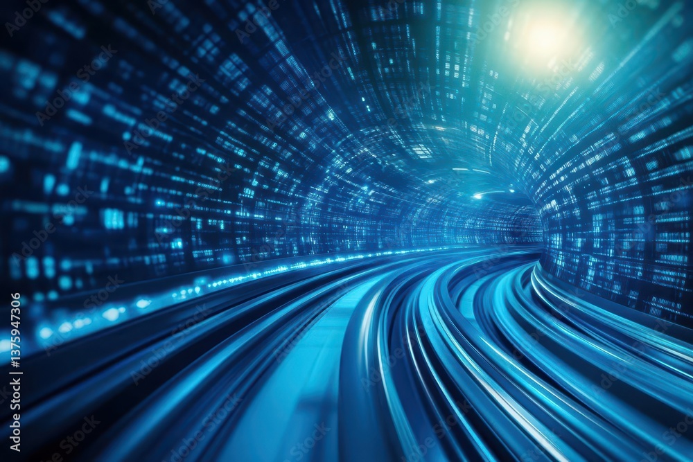 Aufkleber Captivating tunnel with vibrant light trails creating a sense of motion and depth representing journey and exploration