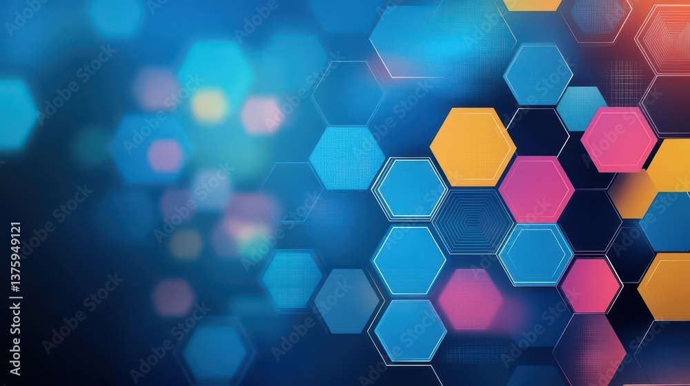 Poster Geometric hexagon pattern in a modern design featuring repetitive shapes and lines for creative digital applications and art