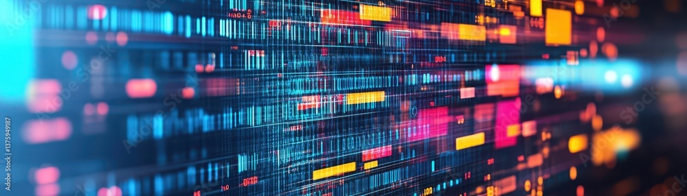 Poster Computer screen showcasing colorful lines against a bright background for captivating visuals and creative digital displays