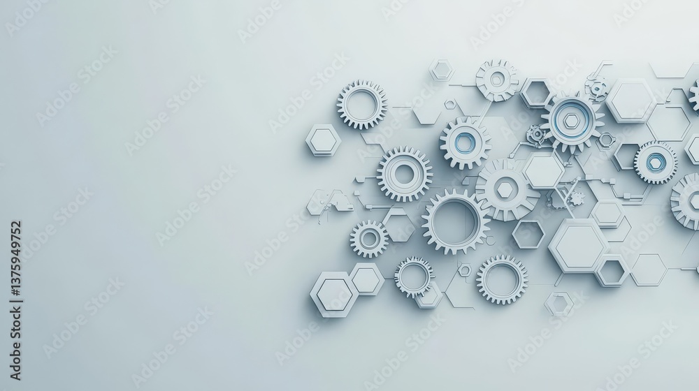 Aufkleber group of gears interlocking to represent mechanisms of industry, machinery, and the importance of en