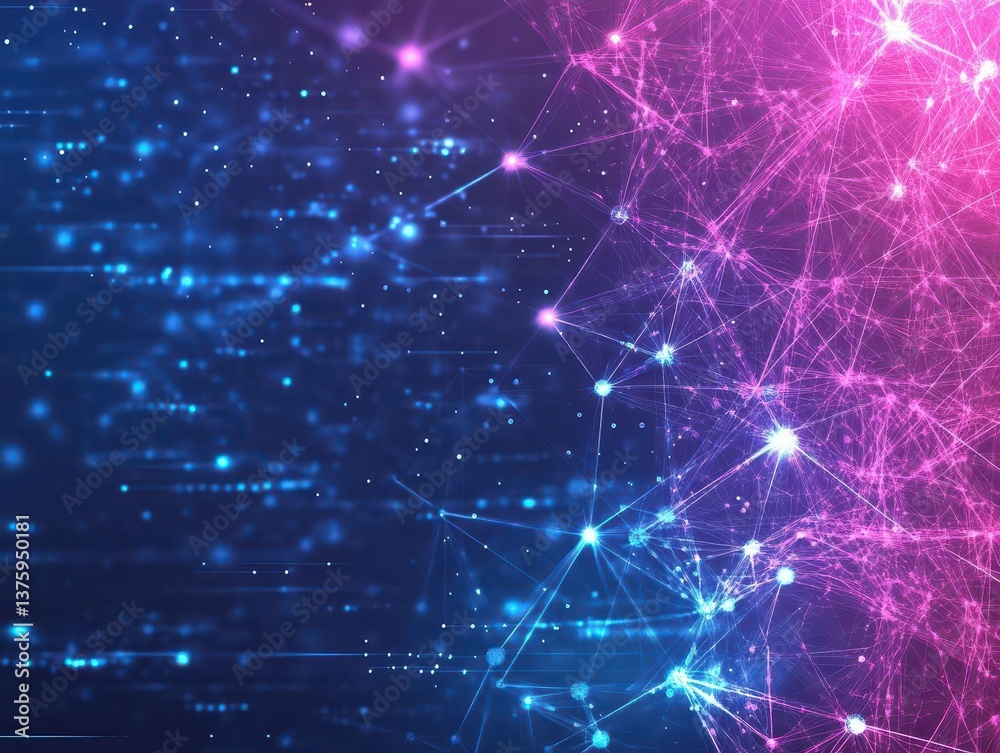 Poster connected lines forming a pink and blue background creating a modern abstract design showcasing digi