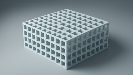 Intricate Gridwork: A Study in Structural Geometry and Repetitive Architectural Forms, presented with a subtle monochromatic color palette.