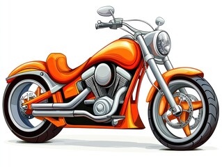 Vibrant Orange Motorcycle Illustration in 3D Style with Dynamic Design Elements and Sleek Features