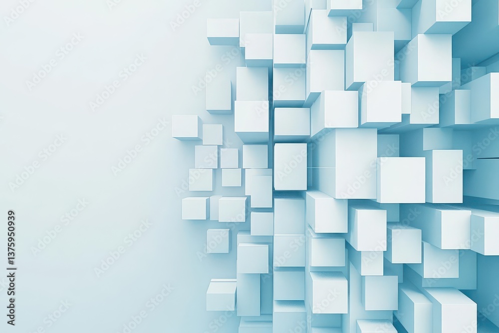 Poster Modern design featuring a blue background with a repetitive pattern of white squares for creative projects and art